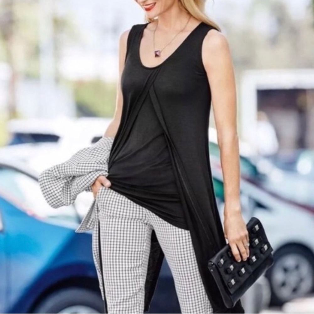 Cabi Beyond Tee Black Sleeveless Casual Career Tunic S